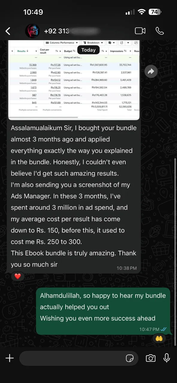 Student result screenshot from whatsapp
